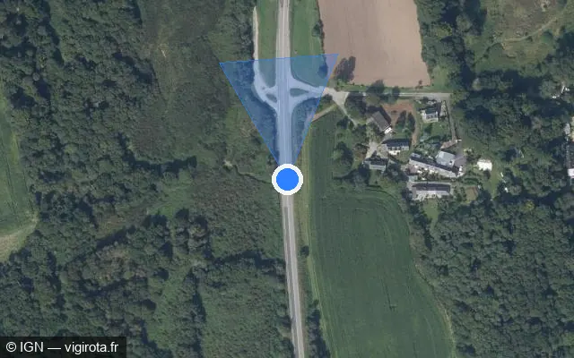 Vue satellite de l'emplacement du radar tourelle à Caudan sur D 769