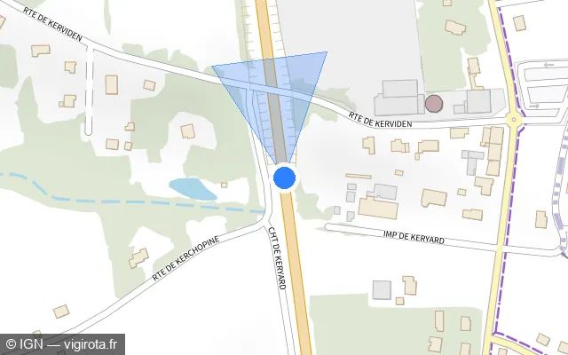 Vue plan de l'emplacement du radar tourelle à Calan sur D 769