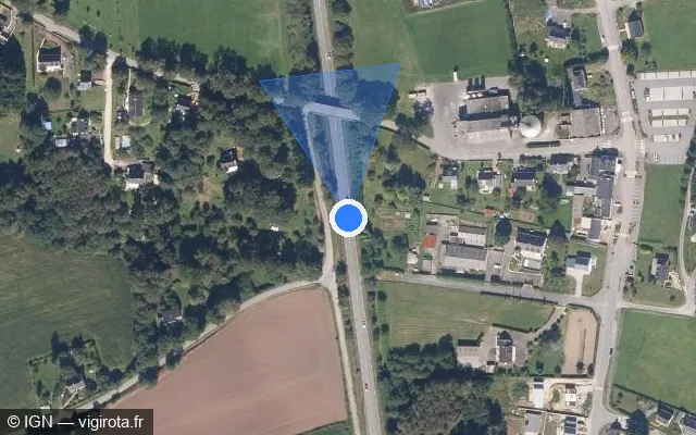 Vue satellite de l'emplacement du radar tourelle à Calan sur D 769