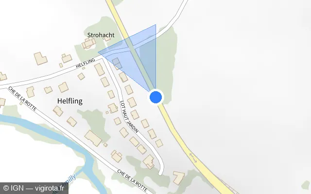 Vue plan de l'emplacement du radar tourelle à Guinglange sur D 19