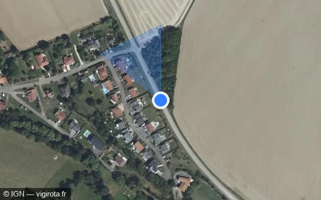 Vue satellite de l'emplacement du radar tourelle à Guinglange sur D 19