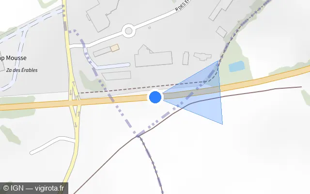 Vue plan de l'emplacement du radar tourelle à Bellême sur D 955