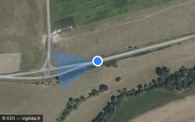 Vue satellite de l'emplacement du radar tourelle à Créhange sur D 19