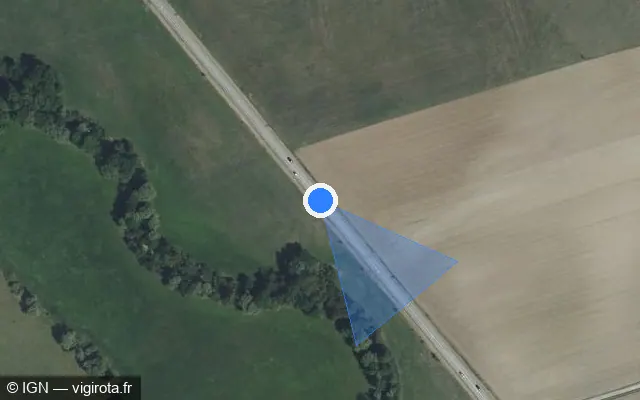 Vue satellite de l'emplacement du radar tourelle à Fouligny sur D 19