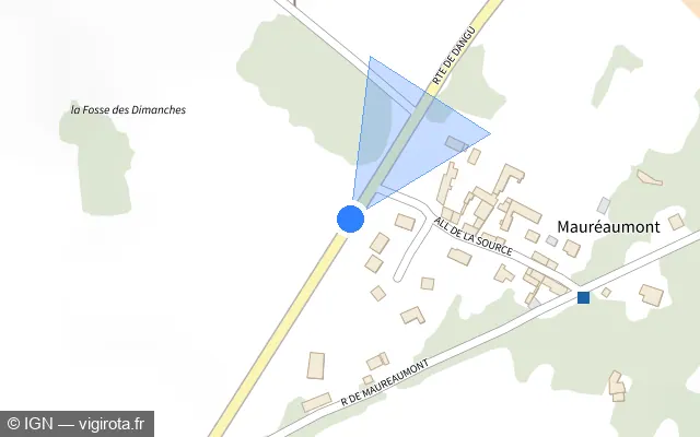 Vue plan de l'emplacement du radar tourelle à Courcelles-lès-Gisors sur Route de Dangu / D 181
