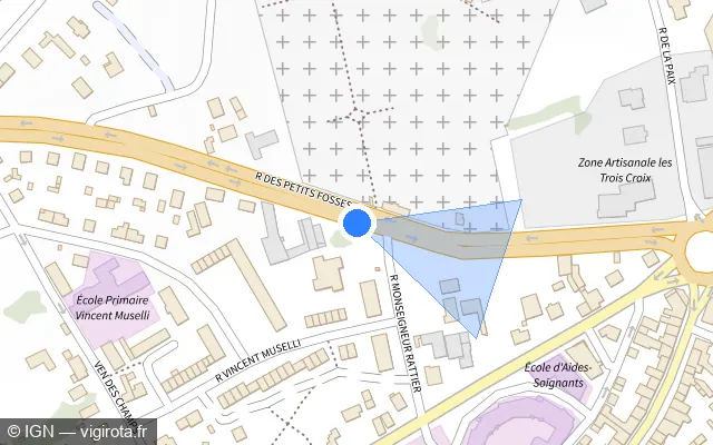 Vue plan de l'emplacement du radar tourelle à Argentan sur Rue des Petits Fossés / D 926