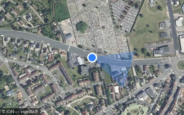 Vue satellite de l'emplacement du radar tourelle à Argentan sur Rue des Petits Fossés / D 926