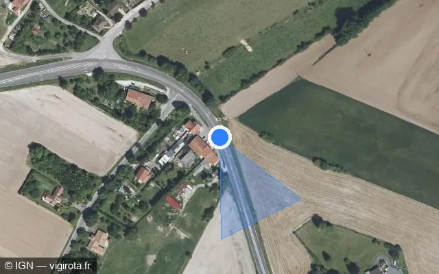 Vue satellite de l'emplacement du radar tourelle à Haudainville sur D 903