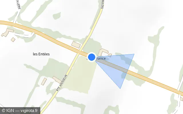 Vue plan de l'emplacement du radar tourelle à Dame-Marie sur Route du Coq Gaulois / D 955