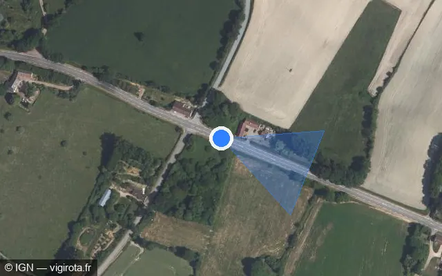 Vue satellite de l'emplacement du radar tourelle à Dame-Marie sur Route du Coq Gaulois / D 955