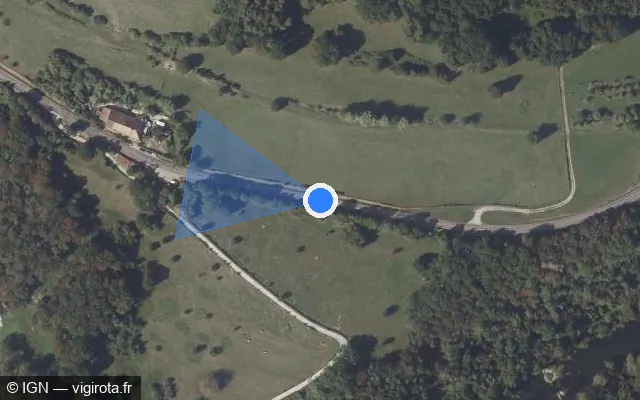 Vue satellite de l'emplacement du radar tourelle à Cademène sur D 9