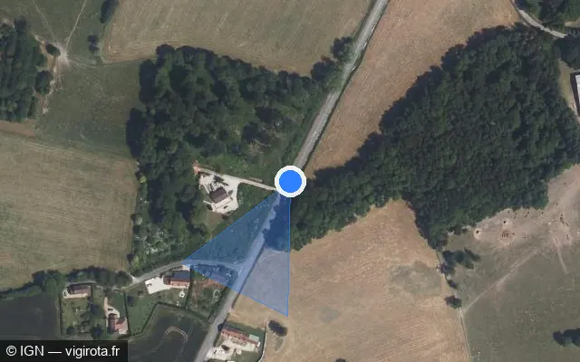 Vue satellite de l'emplacement du radar tourelle à Saint-Hilaire-le-Châtel sur Route de L'Aigle / D 930