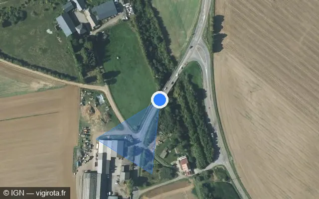 Vue satellite de l'emplacement du radar tourelle à Audun-le-Tiche sur D 16