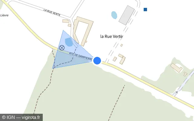 Vue plan de l'emplacement du radar tourelle à Les Essarts-le-Roi sur Route de Dampierre / D 202