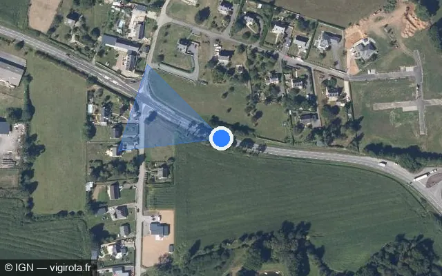 Vue satellite de l'emplacement du radar tourelle à Josselin sur D 764