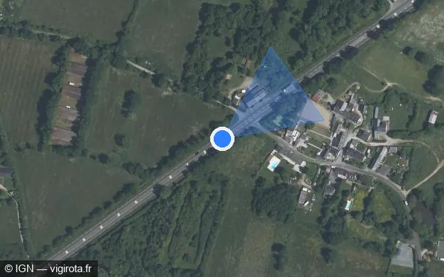 Vue satellite de l'emplacement du radar tourelle à Saint-Martin-du-Fouilloux sur D 723