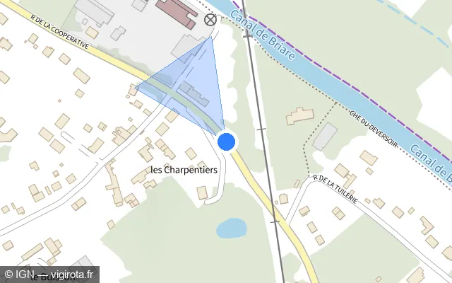 Vue plan de l'emplacement du radar tourelle à Amilly sur Rue de la Coopérative / D 93