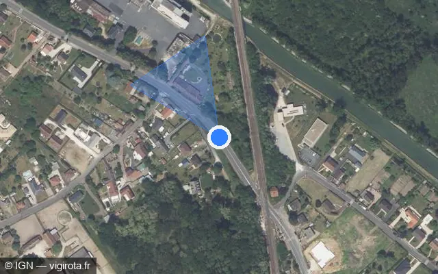 Vue satellite de l'emplacement du radar tourelle à Amilly sur Rue de la Coopérative / D 93
