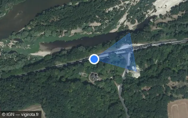 Vue satellite de l'emplacement du radar tourelle à Lussault-sur-Loire sur D 751