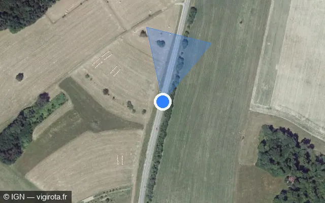 Vue satellite de l'emplacement du radar tourelle à Hottviller sur D 620