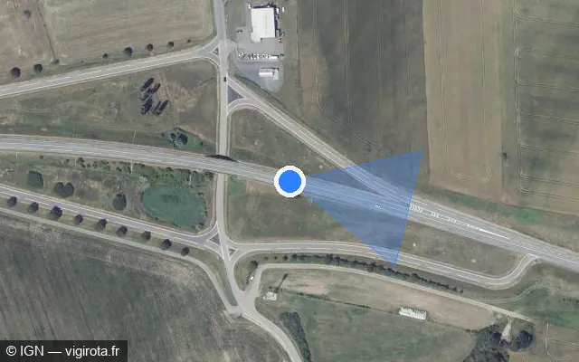 Vue satellite de l'emplacement du radar tourelle à Epping sur D 620