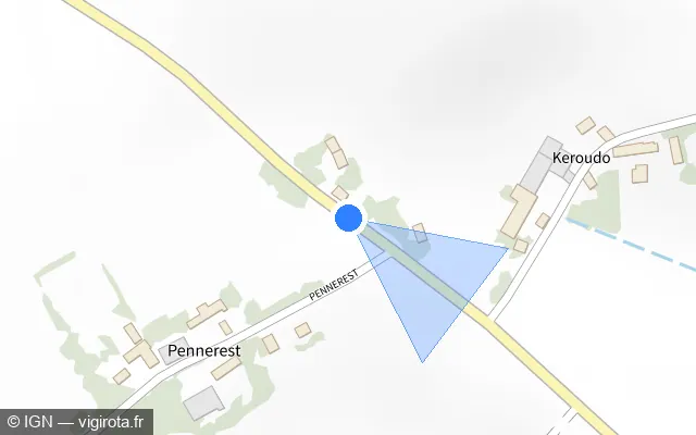 Vue plan de l'emplacement du radar tourelle à Noyal-Pontivy sur D 764