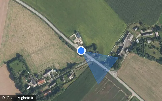 Vue satellite de l'emplacement du radar tourelle à Noyal-Pontivy sur D 764