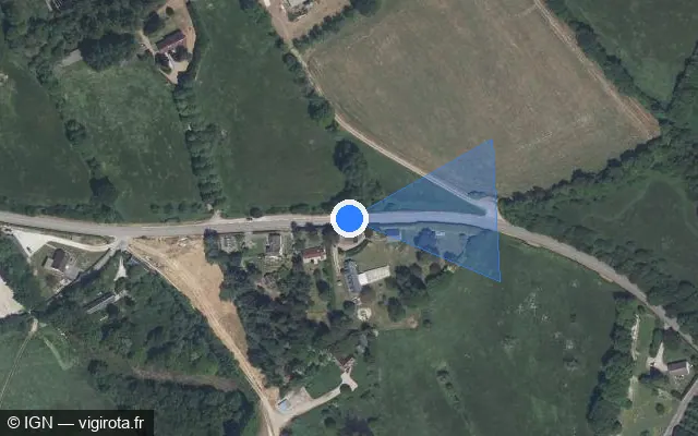 Vue satellite de l'emplacement du radar tourelle à Touquettes sur Route de la Trinité des Laitiers / D 13