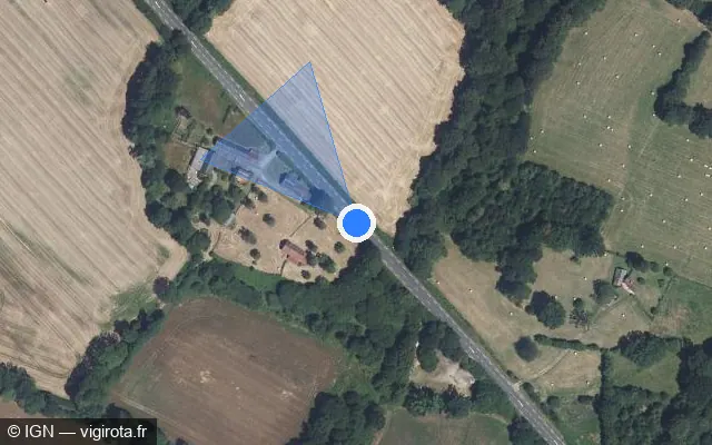 Vue satellite de l'emplacement du radar tourelle à Les Monts d'Andaine sur D 18