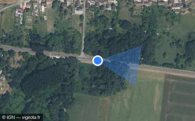 Vue satellite de l'emplacement du radar tourelle à Laroche-Saint-Cydroine sur D 943