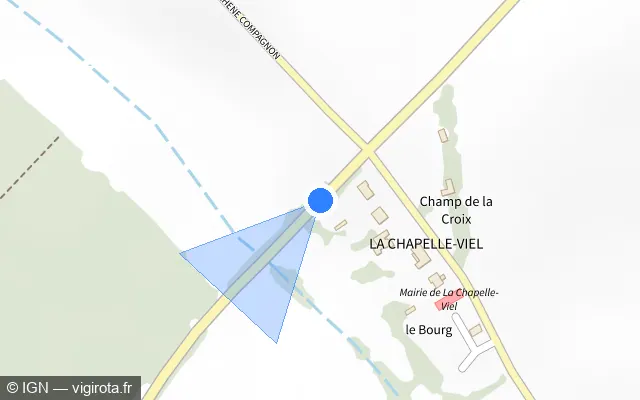Vue plan de l'emplacement du radar tourelle à La Chapelle-Viel sur D 930