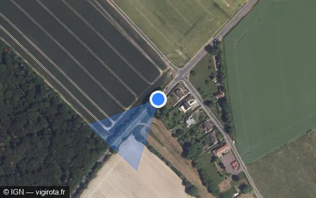 Vue satellite de l'emplacement du radar tourelle à La Chapelle-Viel sur D 930