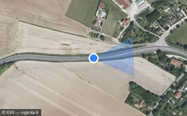 Vue satellite de l'emplacement du radar tourelle à Haudainville sur D 903