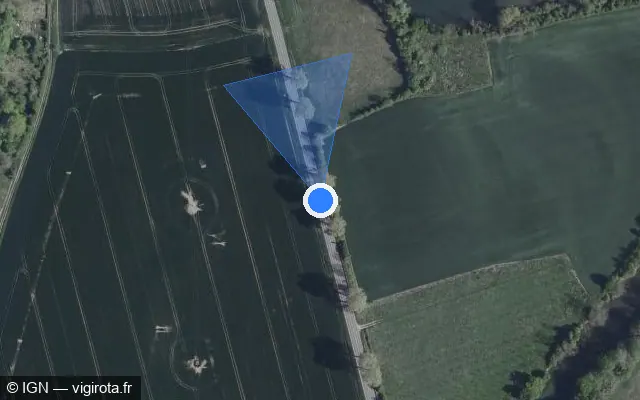 Vue satellite de l'emplacement du radar tourelle à Bar-sur-Seine sur D 671
