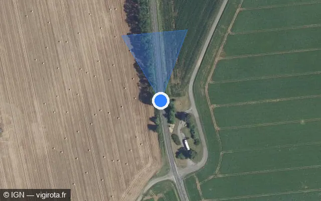 Vue satellite de l'emplacement du radar tourelle à Leuilly-sous-Coucy sur D 1