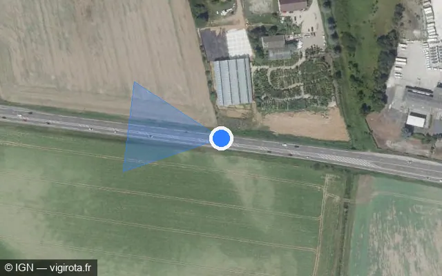 Vue satellite de l'emplacement du radar tourelle à Chauconin-Neufmontiers sur N 3