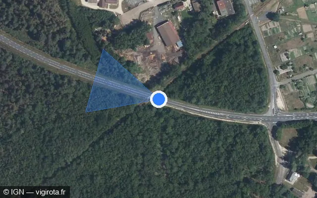 Vue satellite de l'emplacement du radar tourelle à Salbris sur D 724