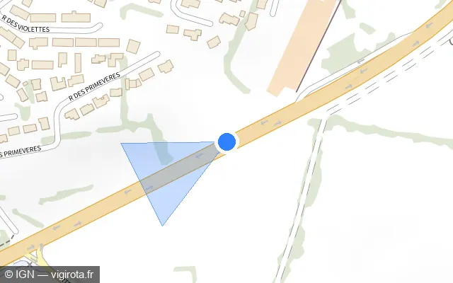 Vue plan de l'emplacement du radar tourelle à Bréhal sur D 971