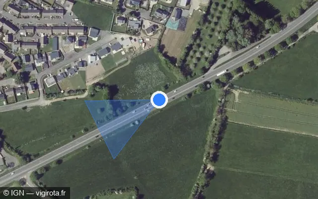 Vue satellite de l'emplacement du radar tourelle à Bréhal sur D 971