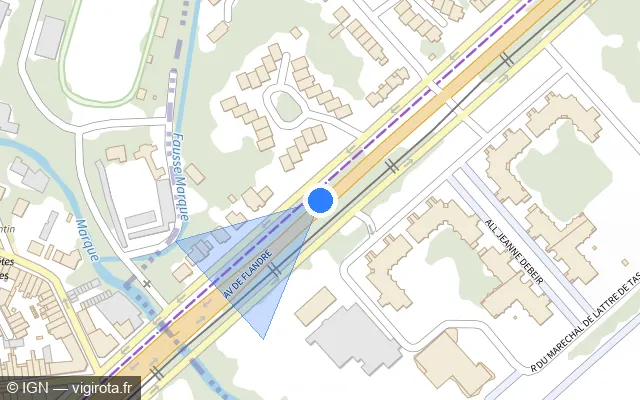 Vue plan de l'emplacement du radar tourelle à Croix sur Avenue de Flandre / M 660