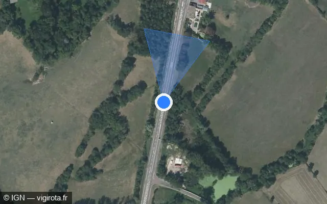 Vue satellite de l'emplacement du radar tourelle à Beaumont-sur-Grosne sur Route Nationale 6 / D 906