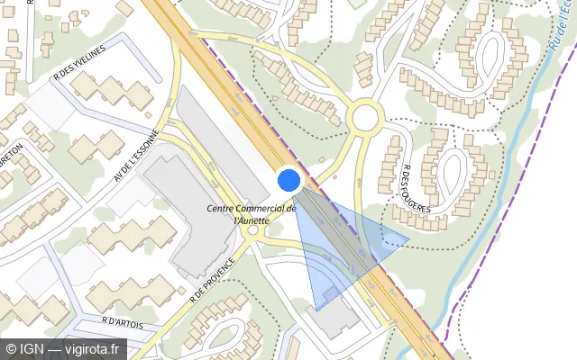 Vue plan de l'emplacement du radar tourelle à Ris-Orangis sur Avenue de la Libération / N 7