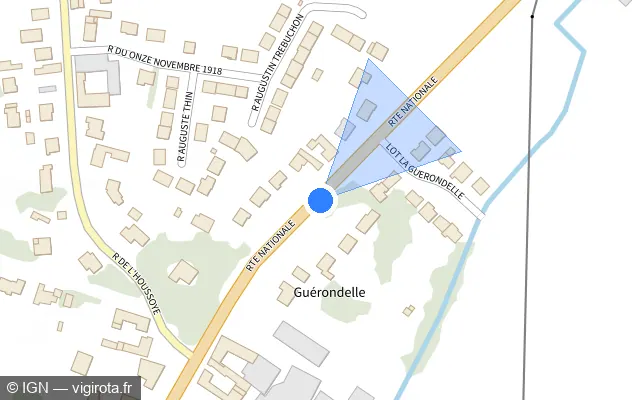 Vue plan de l'emplacement du radar tourelle à Coutiches sur Route Nationale / D 938
