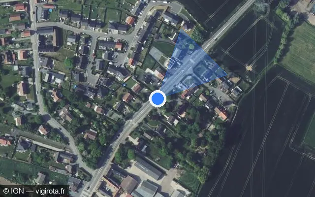 Vue satellite de l'emplacement du radar tourelle à Coutiches sur Route Nationale / D 938