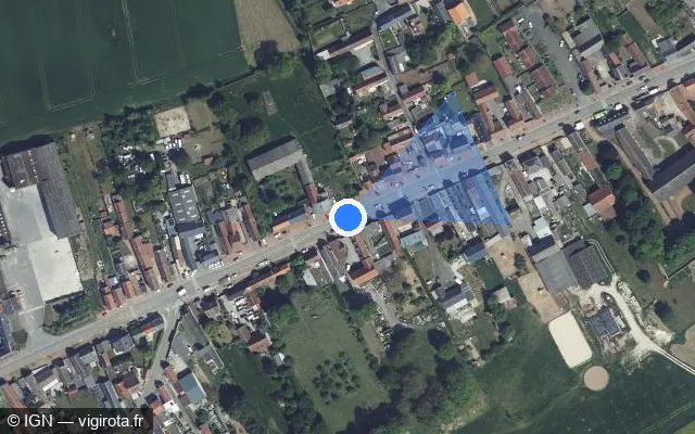 Vue satellite de l'emplacement du radar tourelle à Villers-en-Cauchies sur Rue de Cambrai / D 74