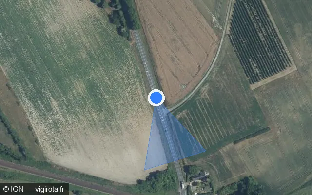 Vue satellite de l'emplacement du radar tourelle à Neuillé-Pont-Pierre sur D 938