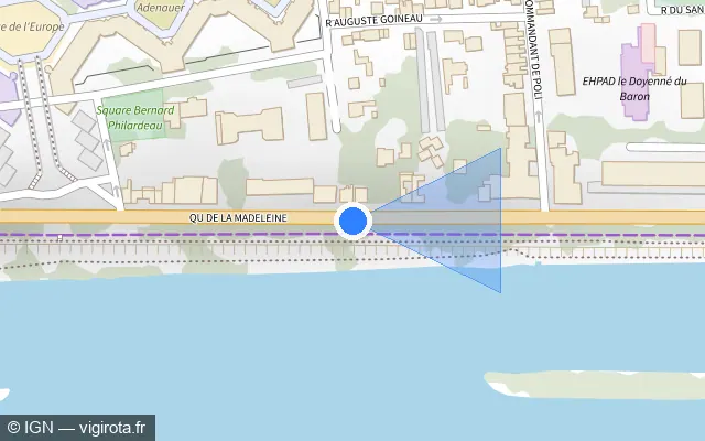 Vue plan de l'emplacement du radar tourelle à Saint-Jean-de-la-Ruelle sur Quai de la Madeleine