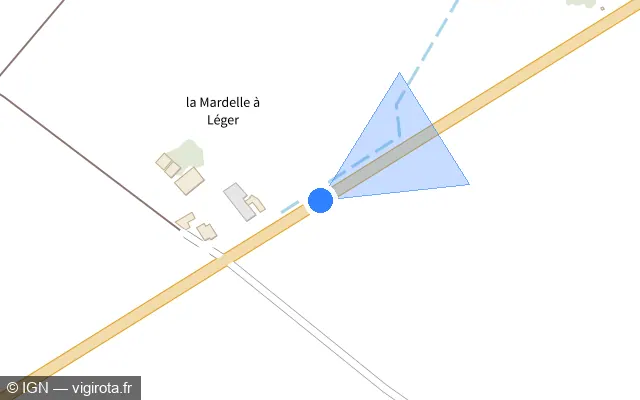 Vue plan de l'emplacement du radar tourelle à Montierchaume sur N 151