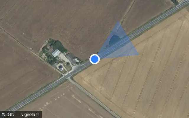 Vue satellite de l'emplacement du radar tourelle à Montierchaume sur N 151