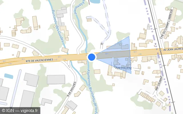 Vue plan de l'emplacement du radar tourelle à Feignies sur Route de Valenciennes / N 49